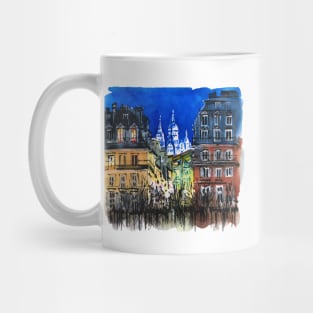 Sacre-Coeur Basilica at night in Paris, France Mug